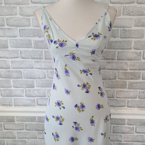 ASOS Blue Floral Maxi Slip Dress Romantic Feminine Fairy Cottage Lightweight 4 - Picture 2 of 9
